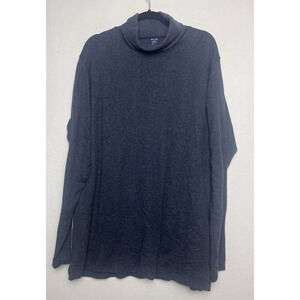 Lands End Men's Cotton Turtle Neck Long Sleeve Charcoal Gray Cotton Size L 42-44